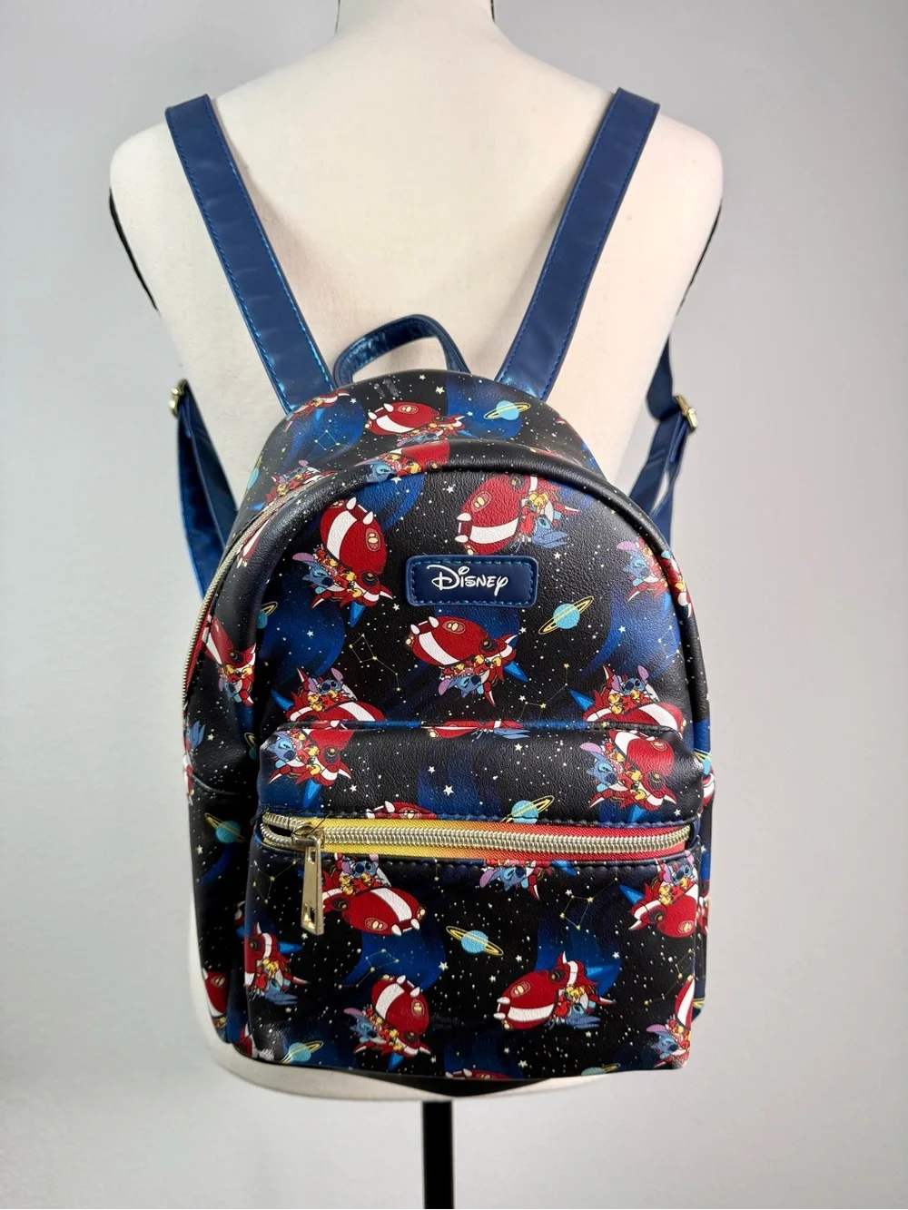 Disney Kids' Space Rocket Mini Backpack - Navy Blue Stitch